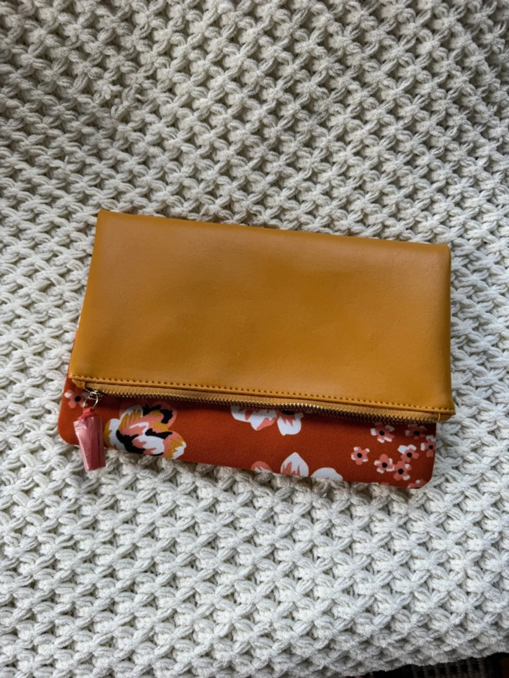Rachel Pally Mustard Yellow Clutch with Floral Accent